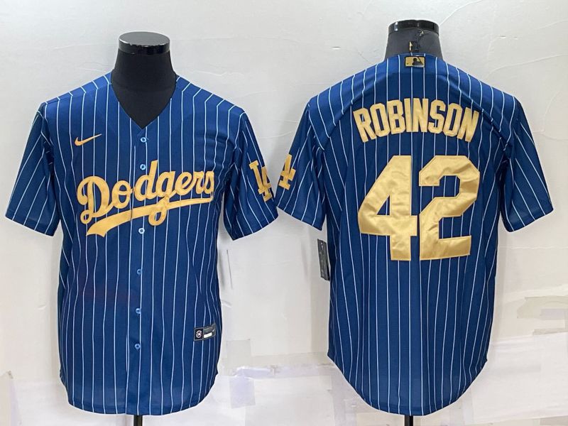 Men Los Angeles Dodgers #42 Robinson Blue Gold Throwback Nike 2022 MLB Jerseys->los angeles dodgers->MLB Jersey